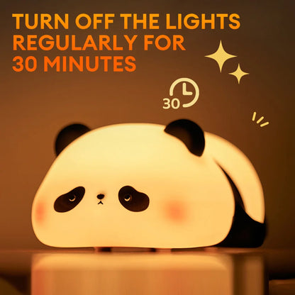 LED Night Lights Cute Panda Silicone Lamp USB Rechargeable Timing Bedside Decor Kids Birthday Gifts for Home Bedroom Decor