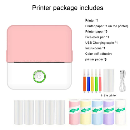 Mini Printer, Inkless Sticker Maker, Free Cut Small Pocket Printer, Portable Thermal Printer for Photo Journal Notes Memo