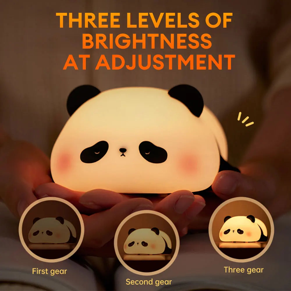 LED Night Lights Cute Panda Silicone Lamp USB Rechargeable Timing Bedside Decor Kids Birthday Gifts for Home Bedroom Decor